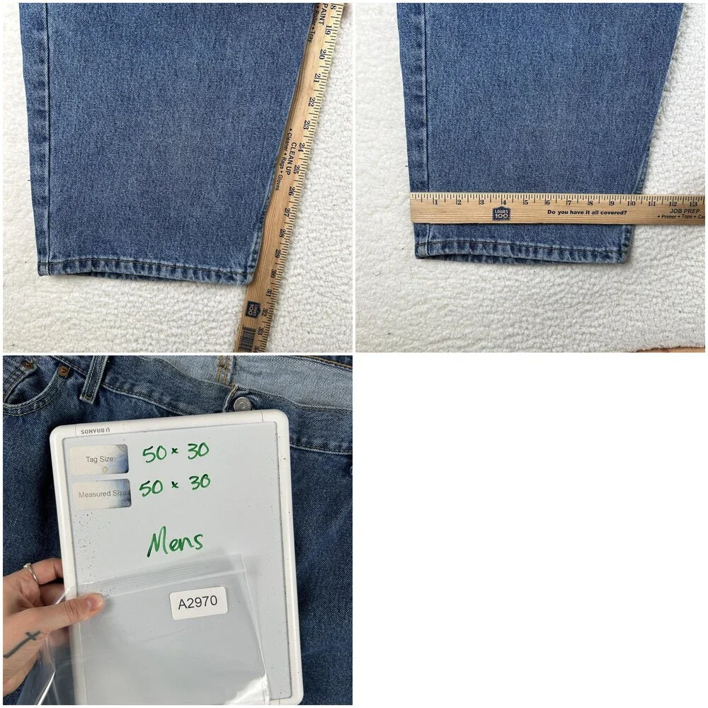 Levis 550 Jeans Mens 50x30 Medium Wash Blue Denim Relaxed Tapered Zip Fly